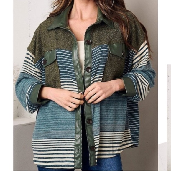 ππColor Block/Striped Mixed Fabric Jacket π§₯ - Picture 5 of 5